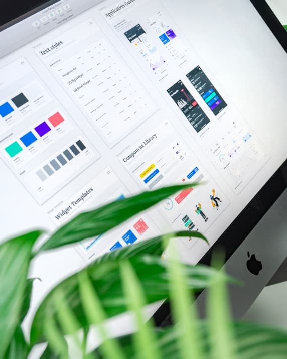 Design system components and widget templates on a screen